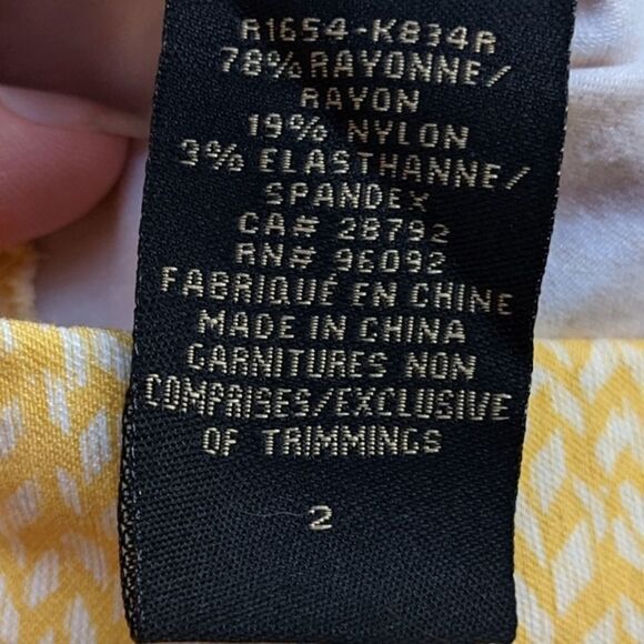Renuar yellow and white print dress pants size 2 - Picture 8 of 14